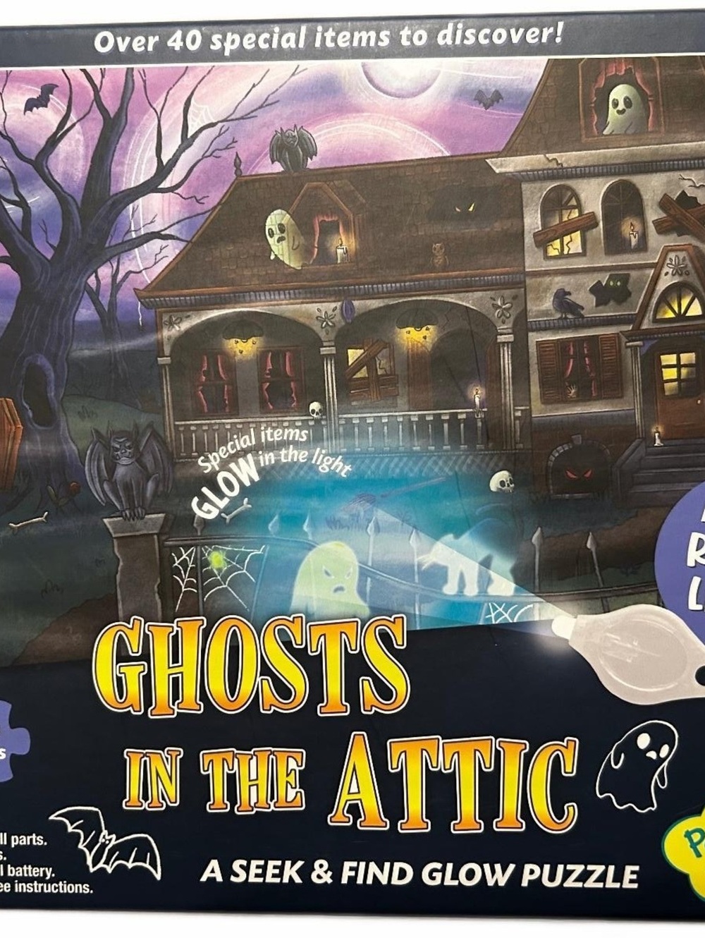 Ghosts in the Attic Glow Puzzle with Reveal Light - 100 Piece Seek & Find Fun